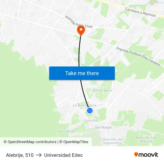 Alebrije, 510 to Universidad Edec map