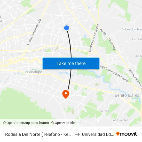 Rodesia Del Norte (Teléfono - Kenia) to Universidad Edec map