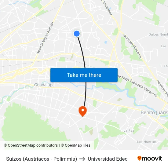 Suizos (Austríacos - Polimmia) to Universidad Edec map