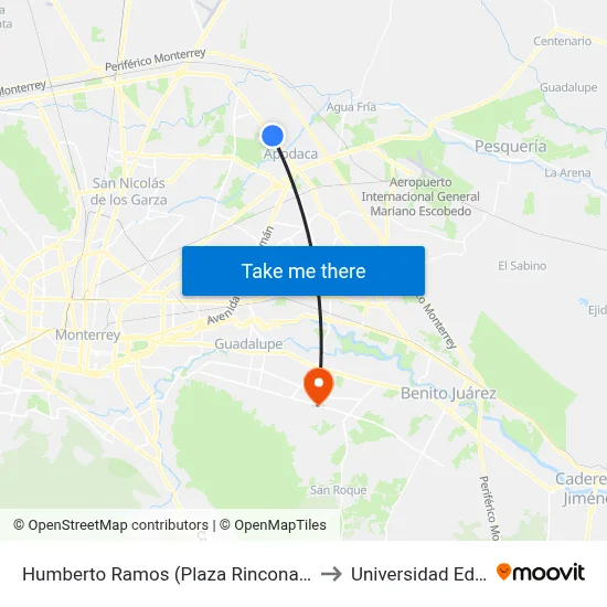 Humberto Ramos (Plaza Rinconada) to Universidad Edec map