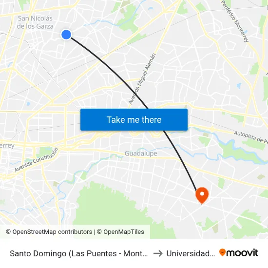 Santo Domingo (Las Puentes - Montes Berneses) to Universidad Edec map