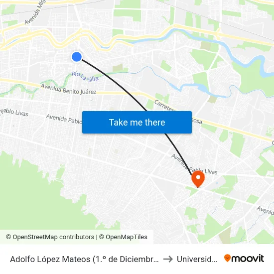 Adolfo López Mateos (1.º de Diciembre - 27 de Septiembre) to Universidad Edec map