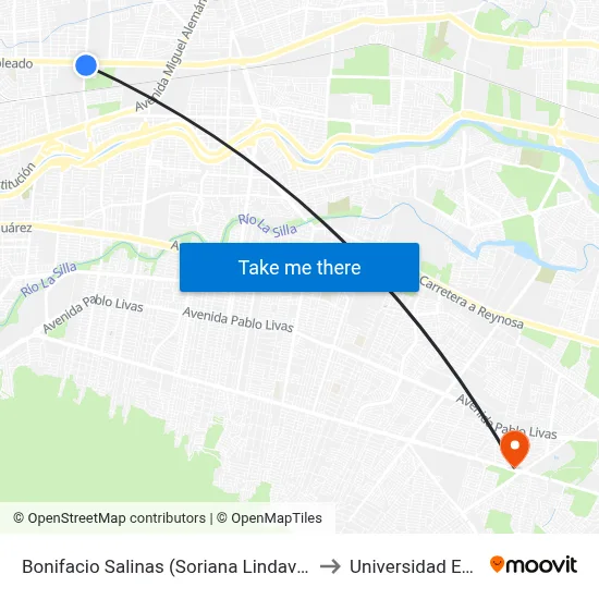 Bonifacio Salinas (Soriana Lindavista) to Universidad Edec map