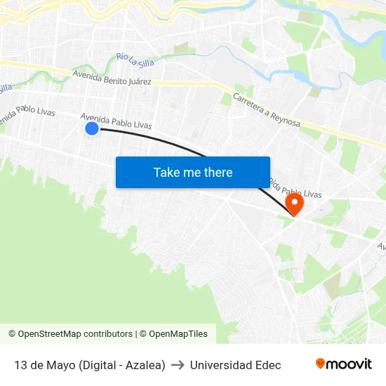 13 de Mayo (Digital - Azalea) to Universidad Edec map