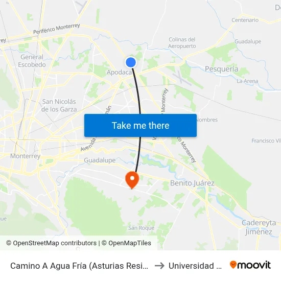 Camino A Agua Fría (Asturias Residencial) to Universidad Edec map