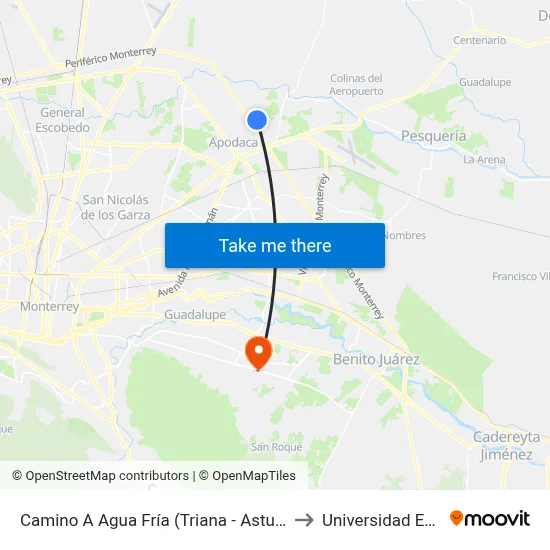 Camino A Agua Fría (Triana - Asturias) to Universidad Edec map