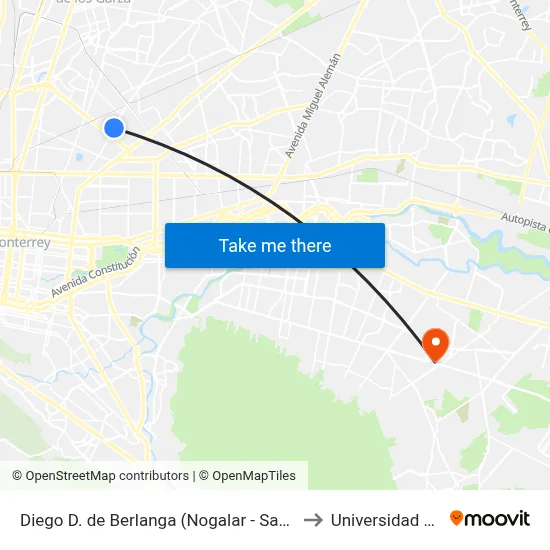Diego D. de Berlanga (Nogalar - San Diego) to Universidad Edec map