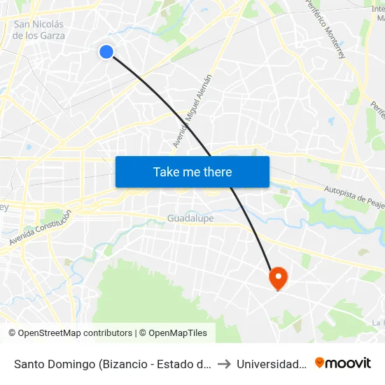 Santo Domingo (Bizancio - Estado de Guerrero) to Universidad Edec map