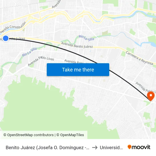 Benito Juárez (Josefa O. Domínguez - Fco. de Barbadillo) to Universidad Edec map
