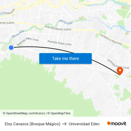 Eloy Cavazos (Bosque Mágico) to Universidad Edec map