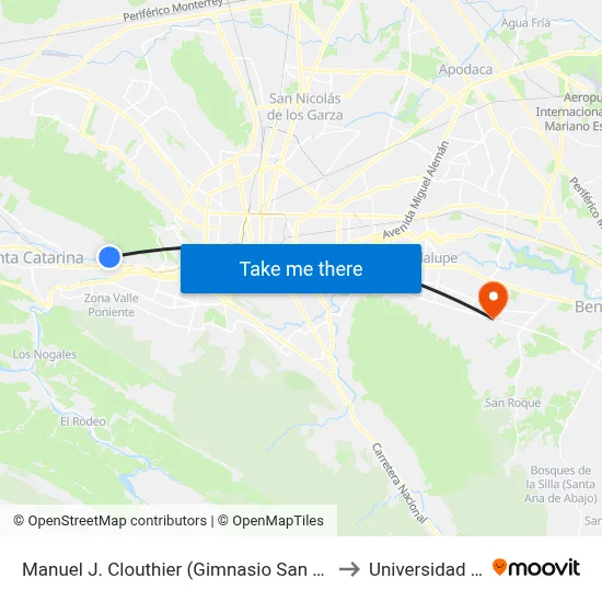 Manuel J. Clouthier (Gimnasio San Pedro 400) to Universidad Edec map