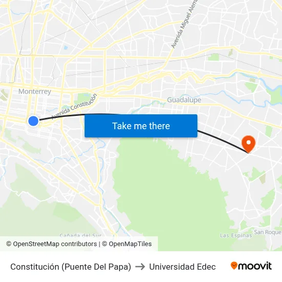 Constitución (Puente Del Papa) to Universidad Edec map
