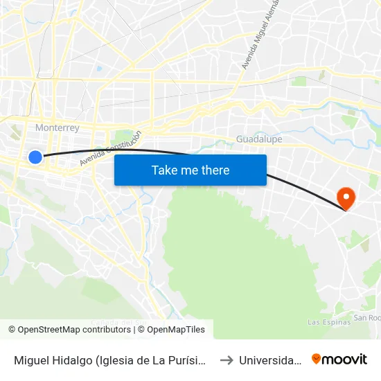 Miguel Hidalgo (Iglesia de La Purísima Concepción) to Universidad Edec map
