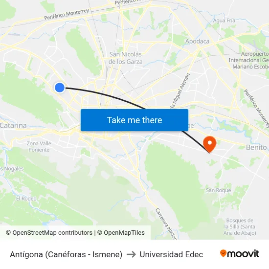 Antígona (Canéforas - Ismene) to Universidad Edec map