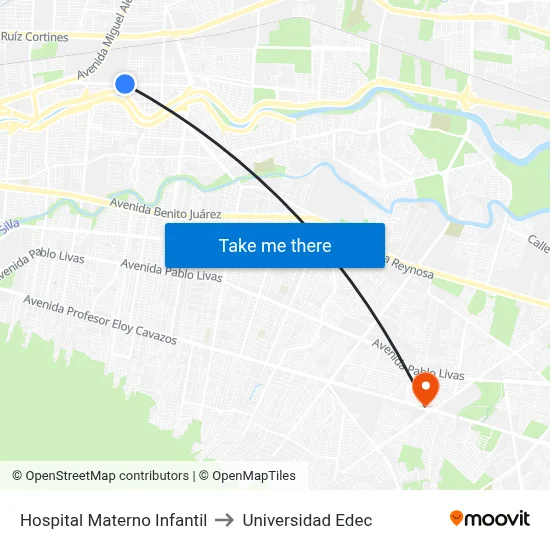 Hospital Materno Infantil to Universidad Edec map