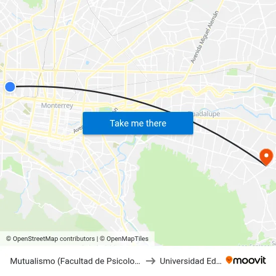 Mutualismo (Facultad de Psicología) to Universidad Edec map