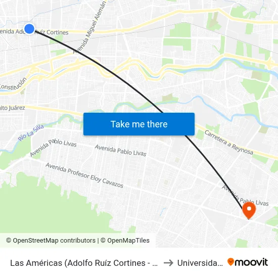 Las Américas (Adolfo Ruíz Cortines - Francisco Sarabia) to Universidad Edec map