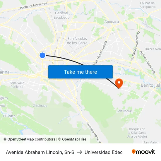 Avenida Abraham Lincoln, Sn-S to Universidad Edec map