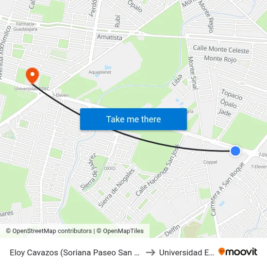 Eloy Cavazos (Soriana Paseo San Roque) to Universidad Edec map