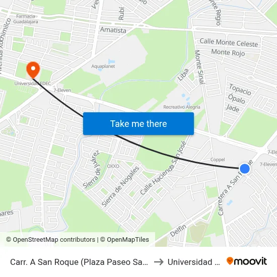 Carr. A San Roque (Plaza Paseo San Roque) to Universidad Edec map