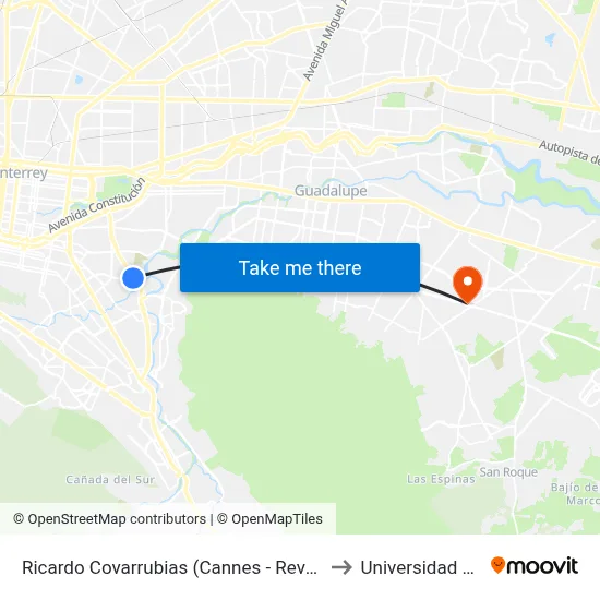 Ricardo Covarrubias (Cannes - Revolución) to Universidad Edec map