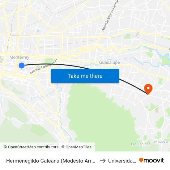 Hermenegildo Galeana (Modesto Arreola - Washington) to Universidad Edec map