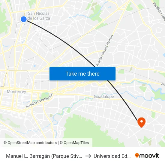 Manuel L. Barragán (Parque Stiva) to Universidad Edec map