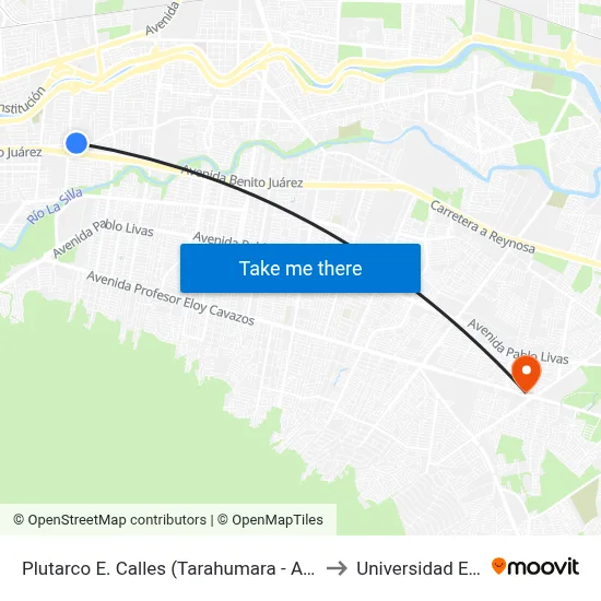 Plutarco E. Calles (Tarahumara - Azteca) to Universidad Edec map