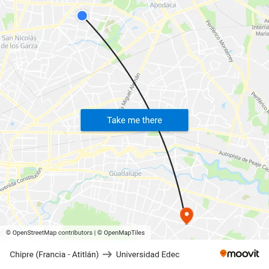 Chipre (Francia - Atitlán) to Universidad Edec map