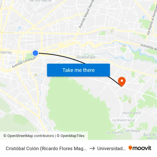 Cristóbal Colón (Ricardo Flores Magón - Modelo) to Universidad Edec map