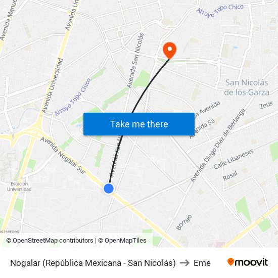 Nogalar (República Mexicana - San Nicolás) to Eme map