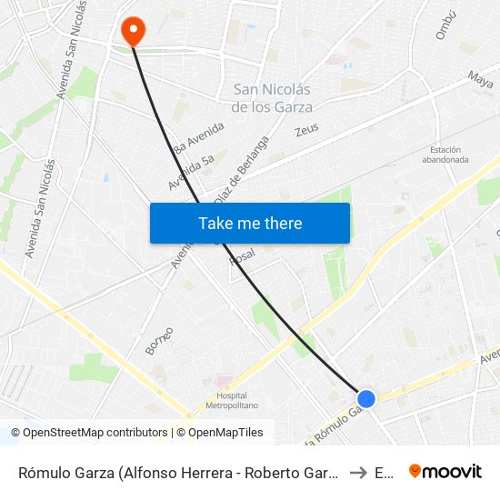 Rómulo Garza (Alfonso Herrera - Roberto Garza Sada) to Eme map