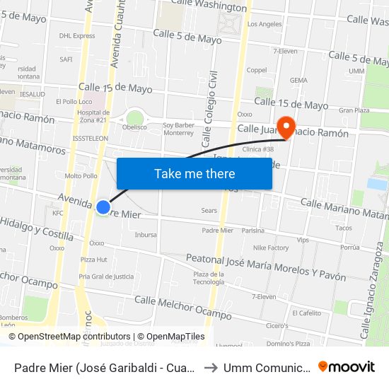 Fray Servando Teresa de Mier (José Garibaldi - Cuauhtémoc) to Umm Comunicacion map