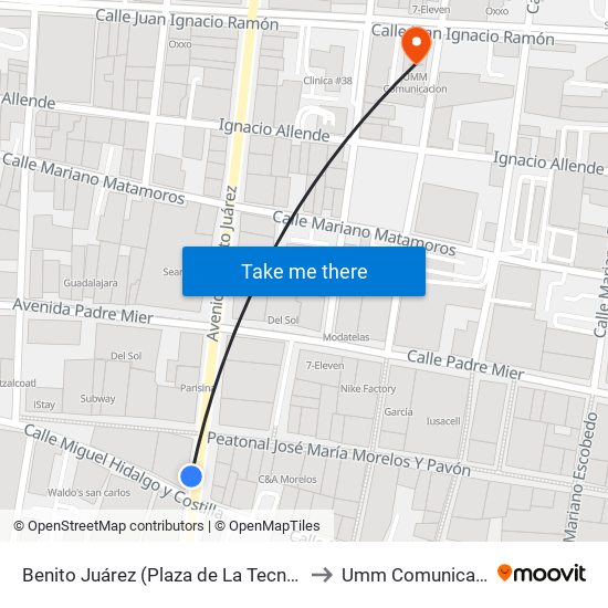 Benito Juárez (Plaza de La Tecnología) to Umm Comunicacion map