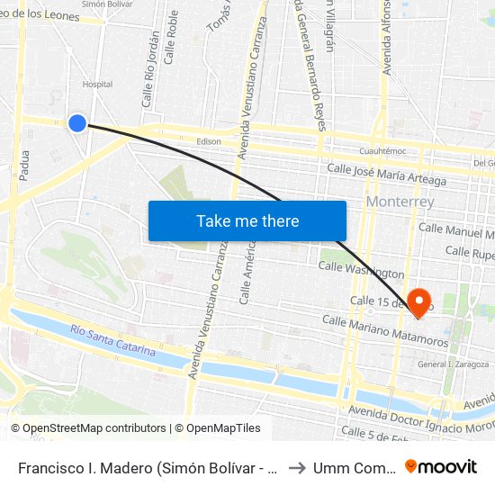 Francisco I. Madero (Simón Bolívar - Eduardo Aguirre Pequeño) to Umm Comunicacion map