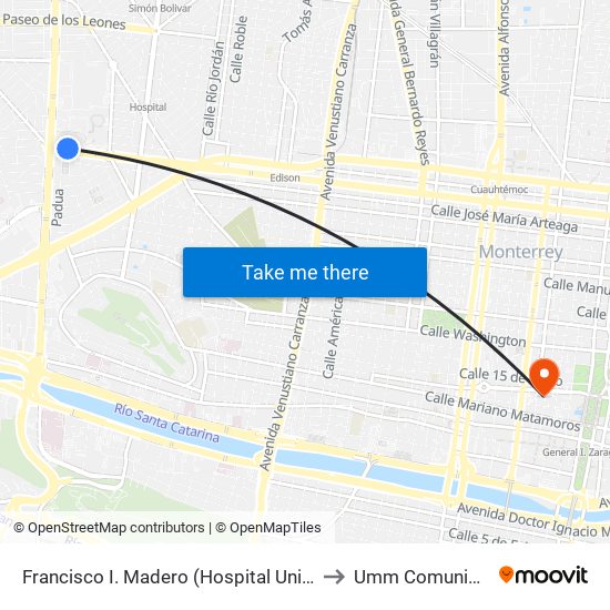 Francisco I. Madero (Hospital Universitario) to Umm Comunicacion map