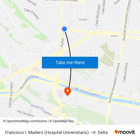 Francisco I. Madero (Hospital Universitario) to Delta map