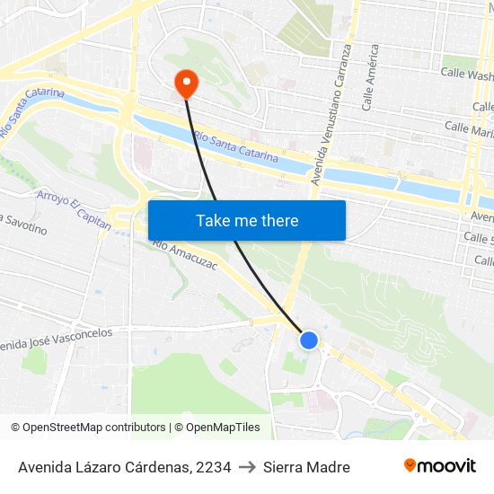 Avenida Lázaro Cárdenas, 2234 to Sierra Madre map