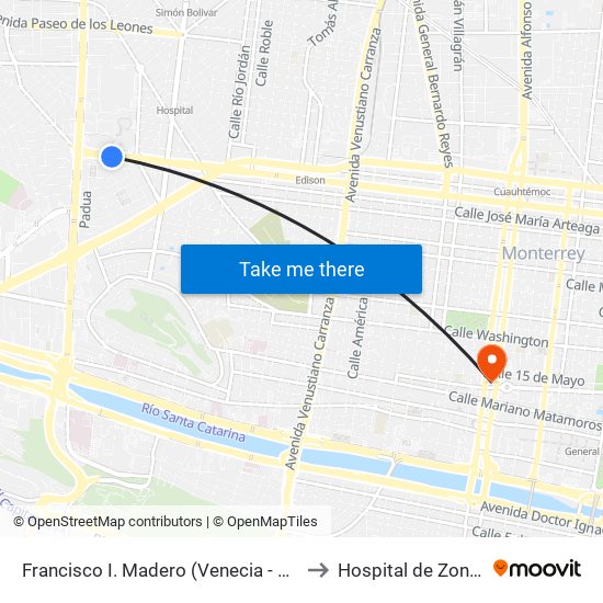 Francisco I. Madero (Venecia - Zapopan) to Hospital de Zona #21 map