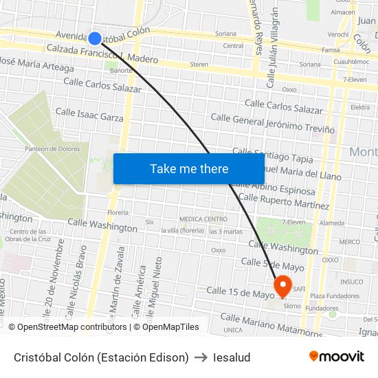 Cristóbal Colón (Estación Edison) to Iesalud map