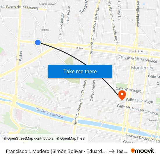 Francisco I. Madero (Simón Bolívar - Eduardo Aguirre Pequeño) to Iesalud map