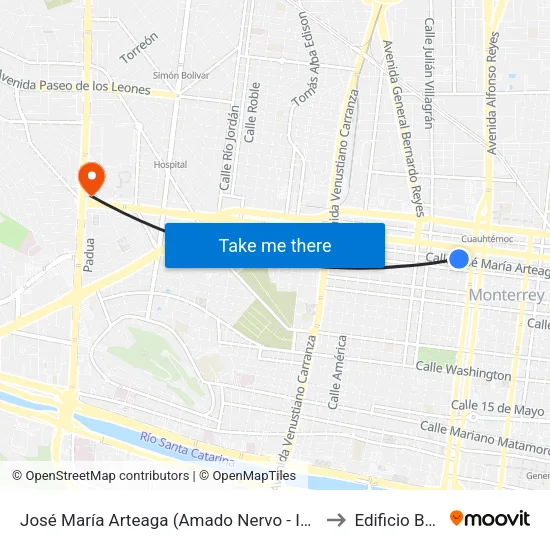 José María Arteaga (Amado Nervo - Ignacio López Rayón) to Edificio Barragán map