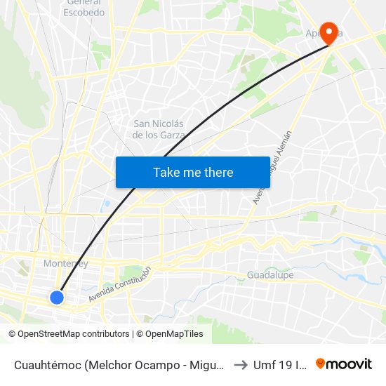Cuauhtémoc (Melchor Ocampo - Miguel Hidalgo) to Umf 19 Imss map