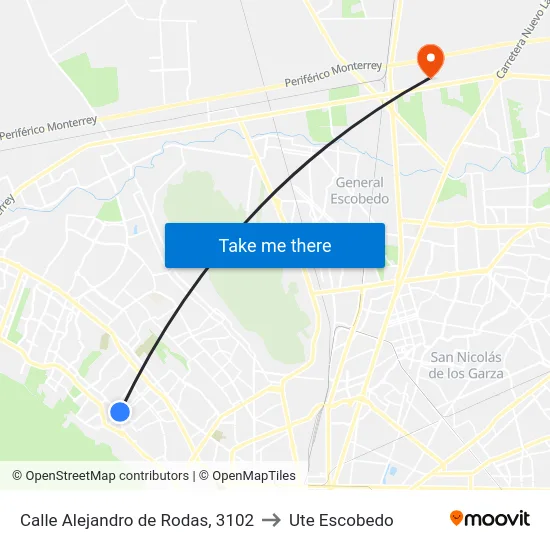 Calle Alejandro de Rodas, 3102 to Ute Escobedo map