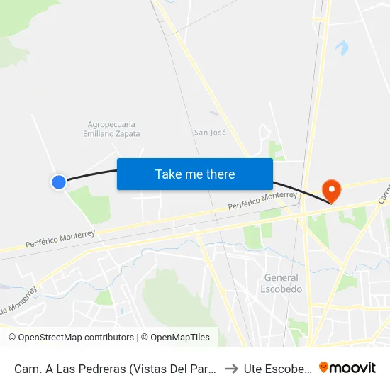 Cam. A Las Pedreras (Vistas Del Parque) to Ute Escobedo map