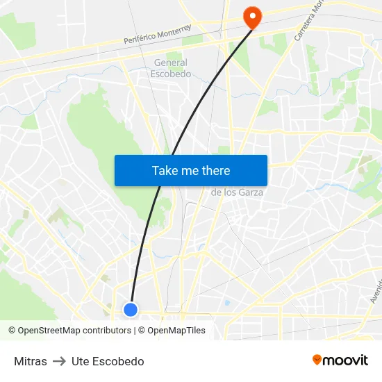 Mitras to Ute Escobedo map