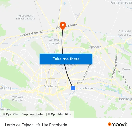 Lerdo de Tejada to Ute Escobedo map