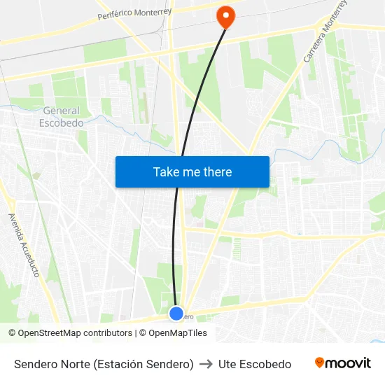 Sendero Norte (Estación Sendero) to Ute Escobedo map