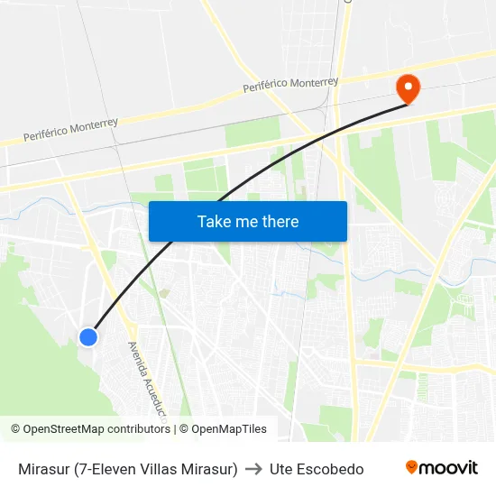 Mirasur (7-Eleven Villas Mirasur) to Ute Escobedo map