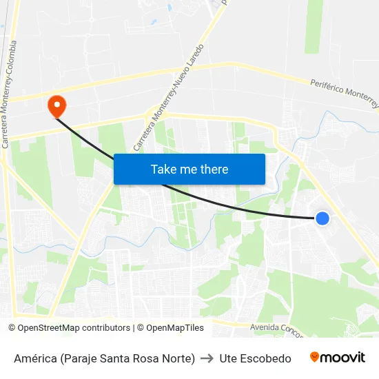 América (Paraje Santa Rosa Norte) to Ute Escobedo map